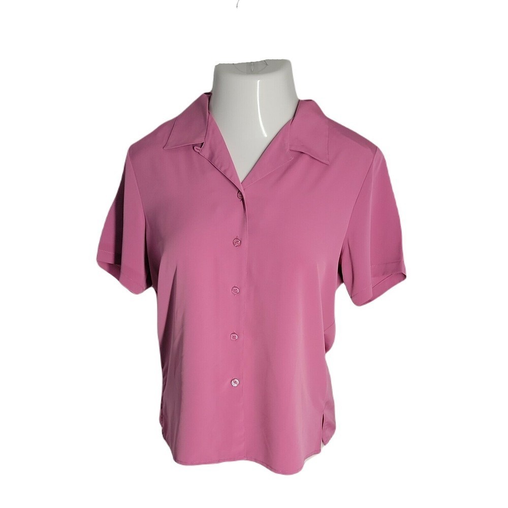 C.B Collection Women's Button Up Collared Shirt ~ Sz S ~ Pink ~ Short Sleeve